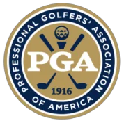 Official PGA of America logo with crossed golf clubs and 1916 seal, displayed by private golf club in St Petersburg FL.